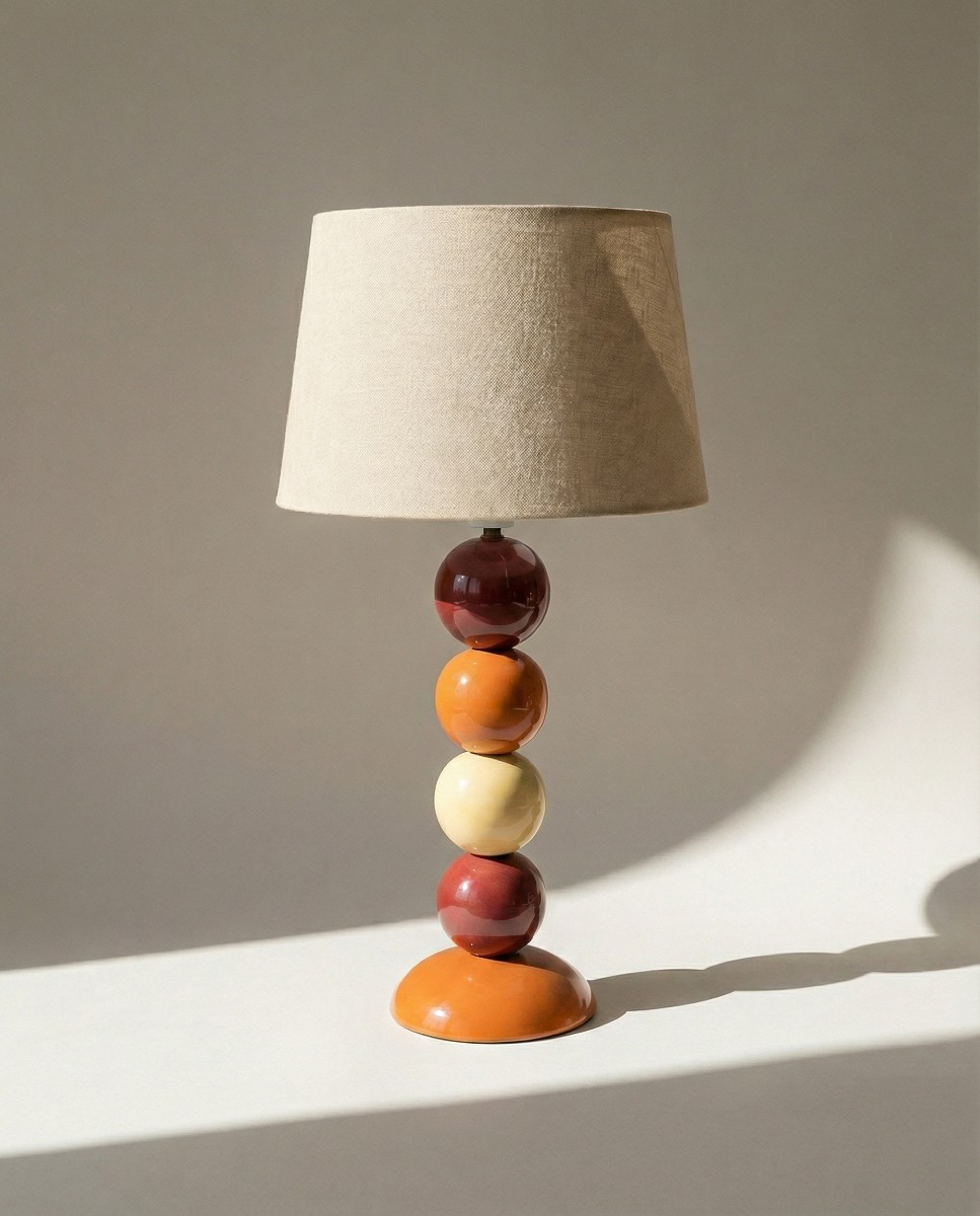 Porcelain Table Lamp, François Chatain Style, Snooker Balls, Contemporary Design