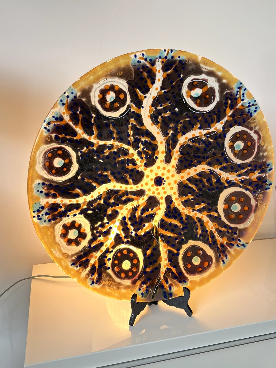 Grande coupe sculpturale en verre fusionné fait main – art contemporain en pièce unique – Ø 53-photo-2