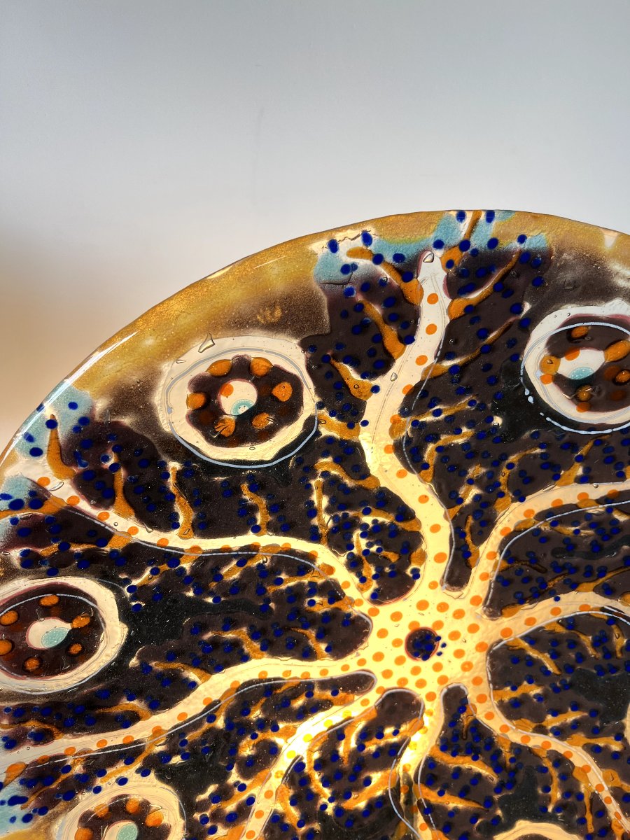 Grande coupe sculpturale en verre fusionné fait main – art contemporain en pièce unique – Ø 53-photo-1