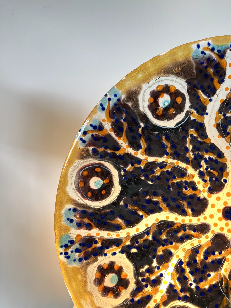 Grande coupe sculpturale en verre fusionné fait main – art contemporain en pièce unique – Ø 53-photo-6