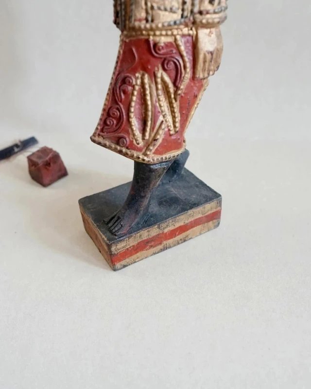 Statuette artisanale polychrome - Art asiatique - XXè siècle-photo-5