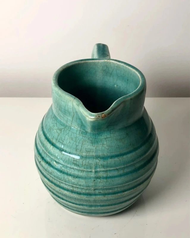 Pichet barbotine française « Orchies » majolique, hauteur 13 cm – fin XIXème-photo-1