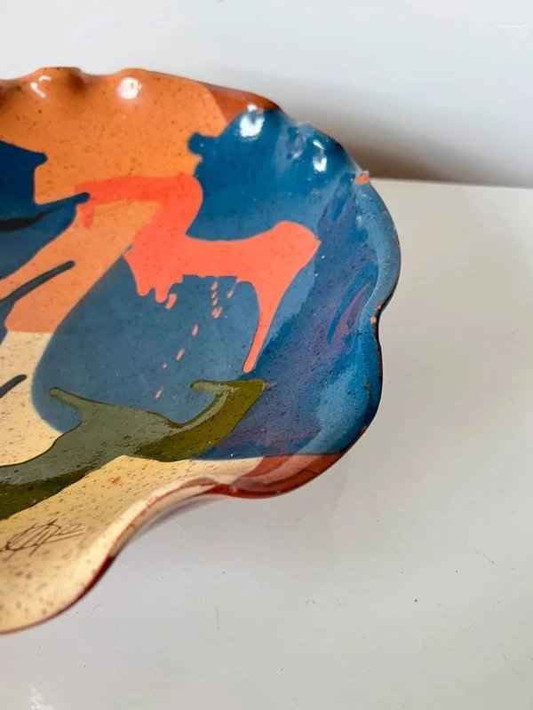 Bowl / Empty Space Near / Fruit Basket In Abstract Organic Glazed Ceramic, Signed-photo-4