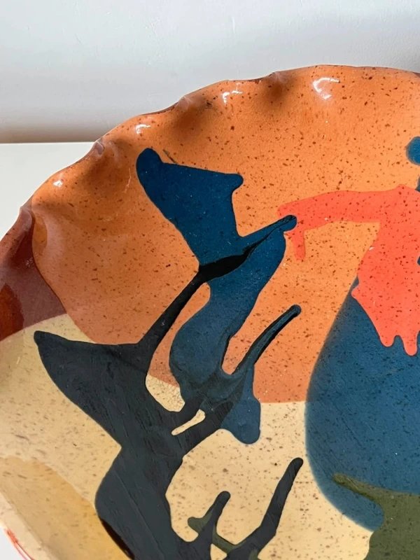 Bowl / Empty Space Near / Fruit Basket In Abstract Organic Glazed Ceramic, Signed-photo-6