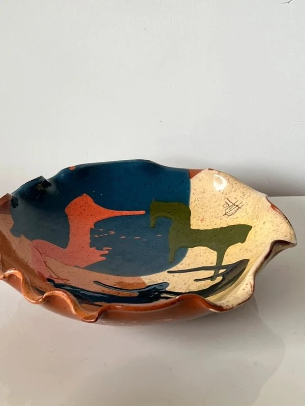 Bowl / Empty Space Near / Fruit Basket In Abstract Organic Glazed Ceramic, Signed-photo-7
