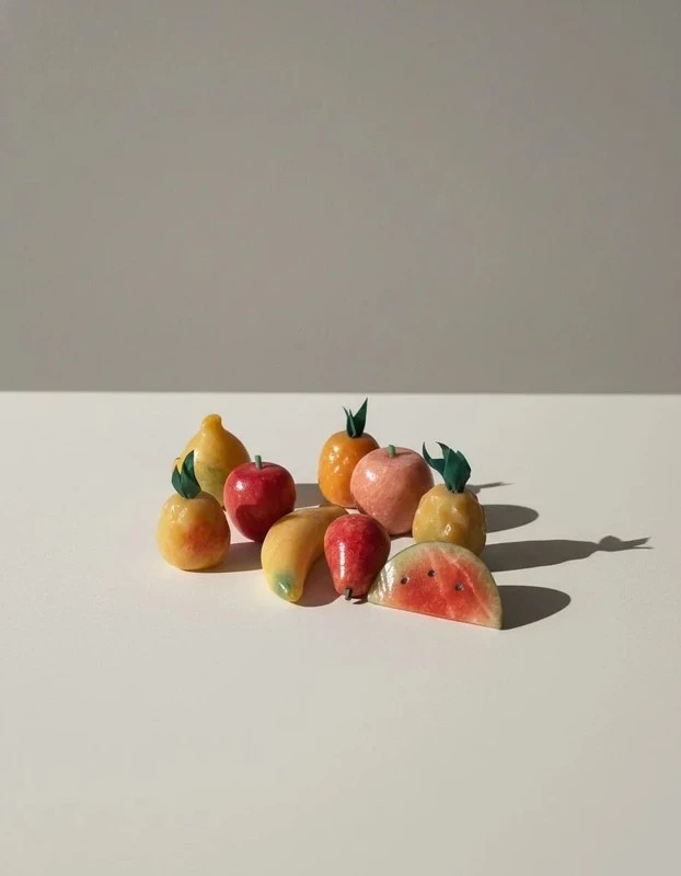 Set Of Vintage Decorative Fruit In Marble/alabaster – 1960s/70s