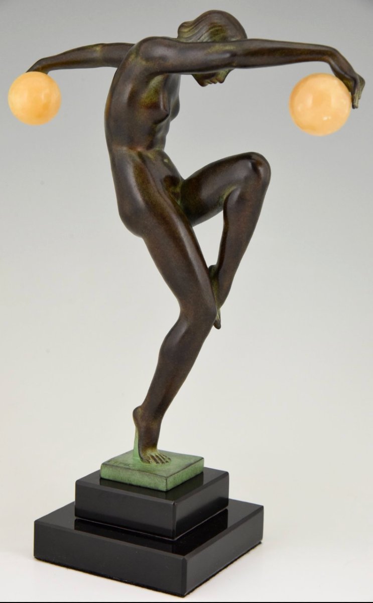 Art Deco Sculpture "dancer With Balls" By Denis – Max Le Verrier Foundry – Circa 1930-photo-2