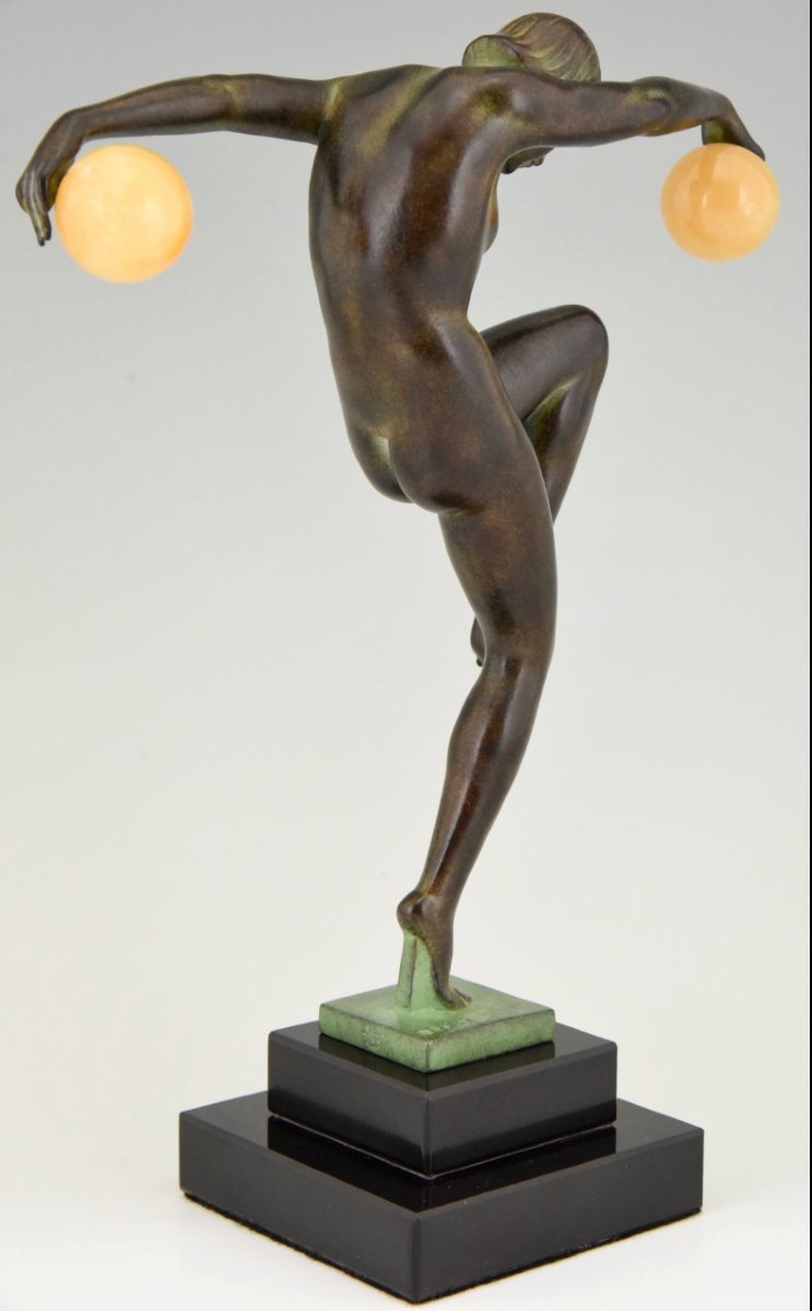 Art Deco Sculpture "dancer With Balls" By Denis – Max Le Verrier Foundry – Circa 1930-photo-3