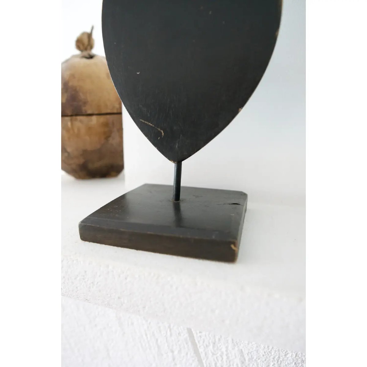 Head/mask Carved On A Base – Wenge-type Wood – 20th Century-photo-3