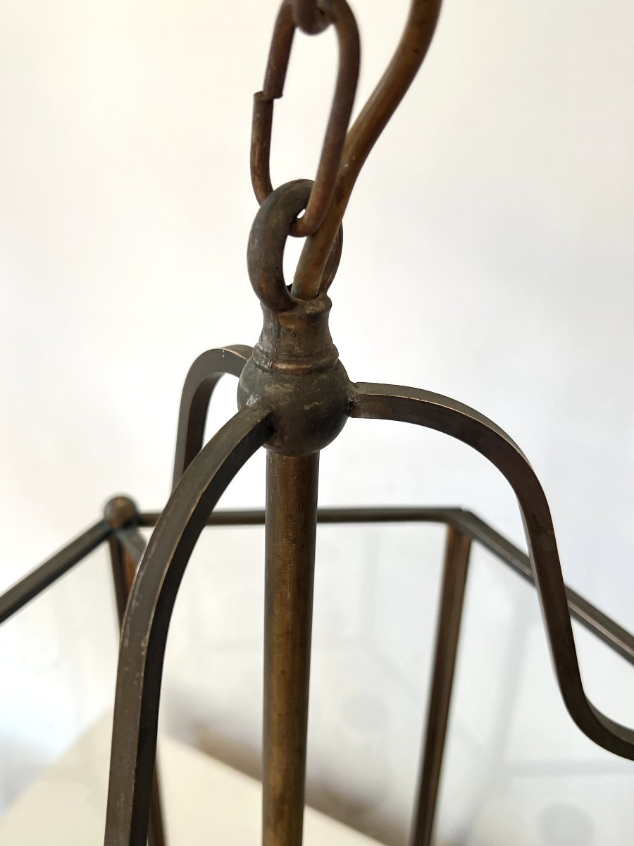 Lanterne / Lustre hexagonale en laiton – 3 Feux – Style Louis XVI – H 80 cm-photo-8