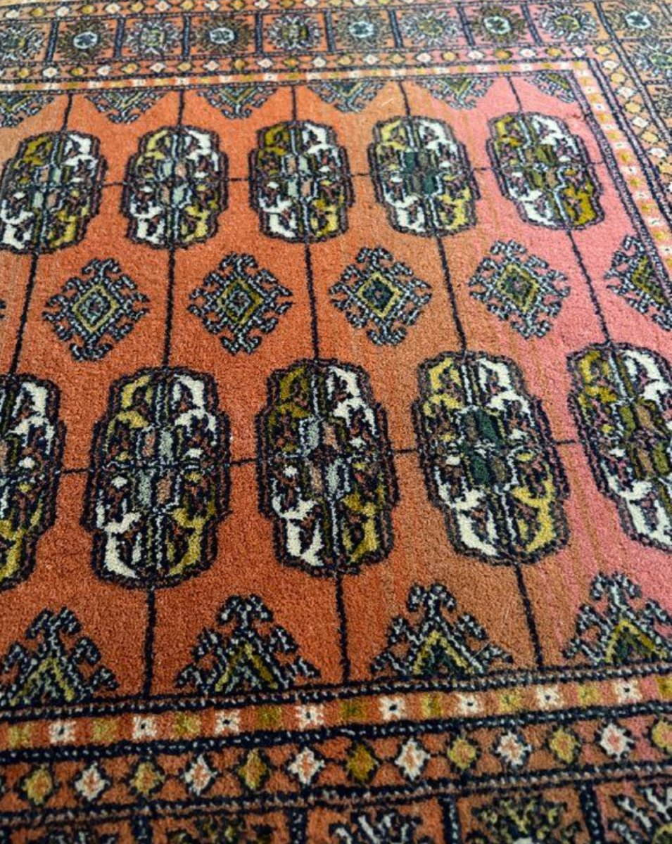 Vintage Pakistani Bukhara Wool Rug - Pink/orange - 130x68cm-photo-1