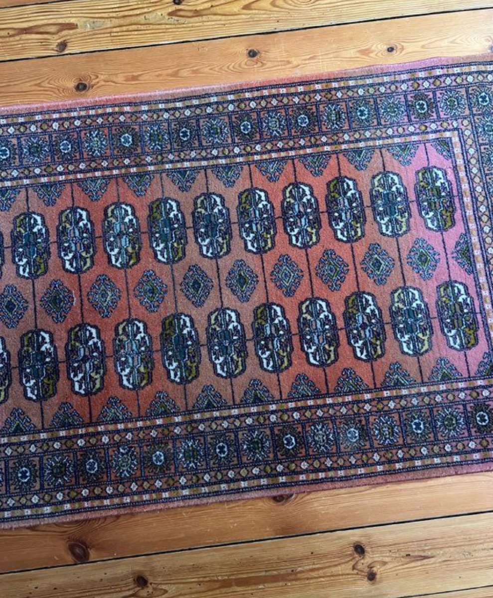 Vintage Pakistani Bukhara Wool Rug - Pink/orange - 130x68cm-photo-3