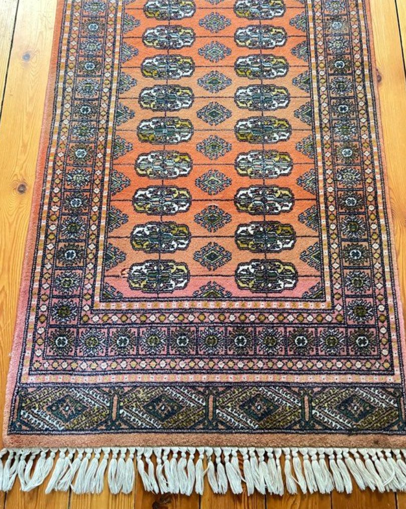 Vintage Pakistani Bukhara Wool Rug - Pink/orange - 130x68cm-photo-4