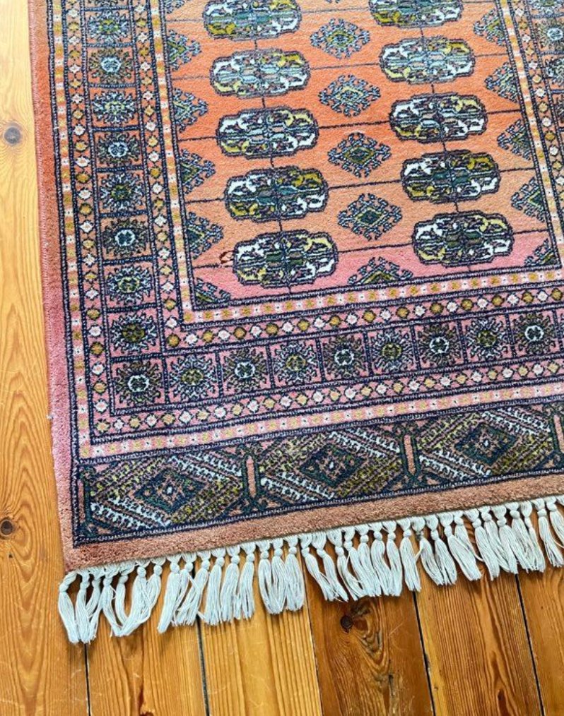 Vintage Pakistani Bukhara Wool Rug - Pink/orange - 130x68cm-photo-6