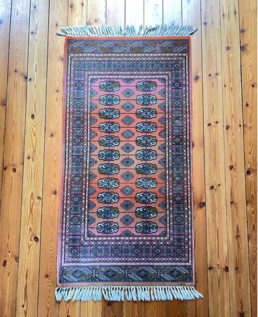 Vintage Pakistani Bukhara Wool Rug - Pink/orange - 130x68cm