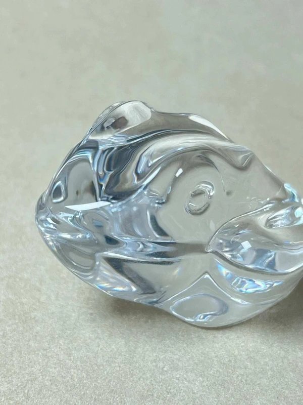 Figurine grenouille en cristal Daum vintage - presse papier-photo-1