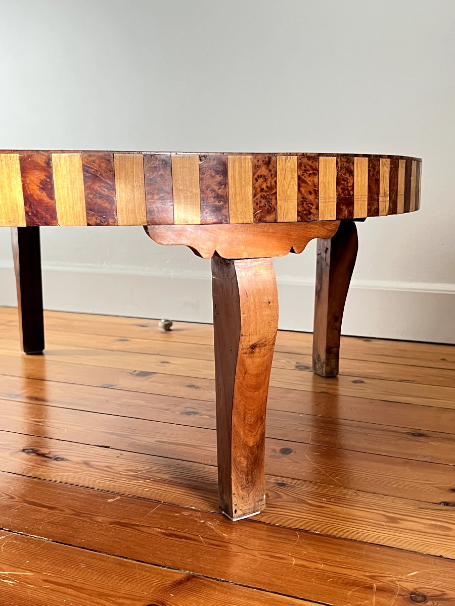 Round Coffee Table In Elm Burl, Art Deco Decorative Work - 1941-photo-7