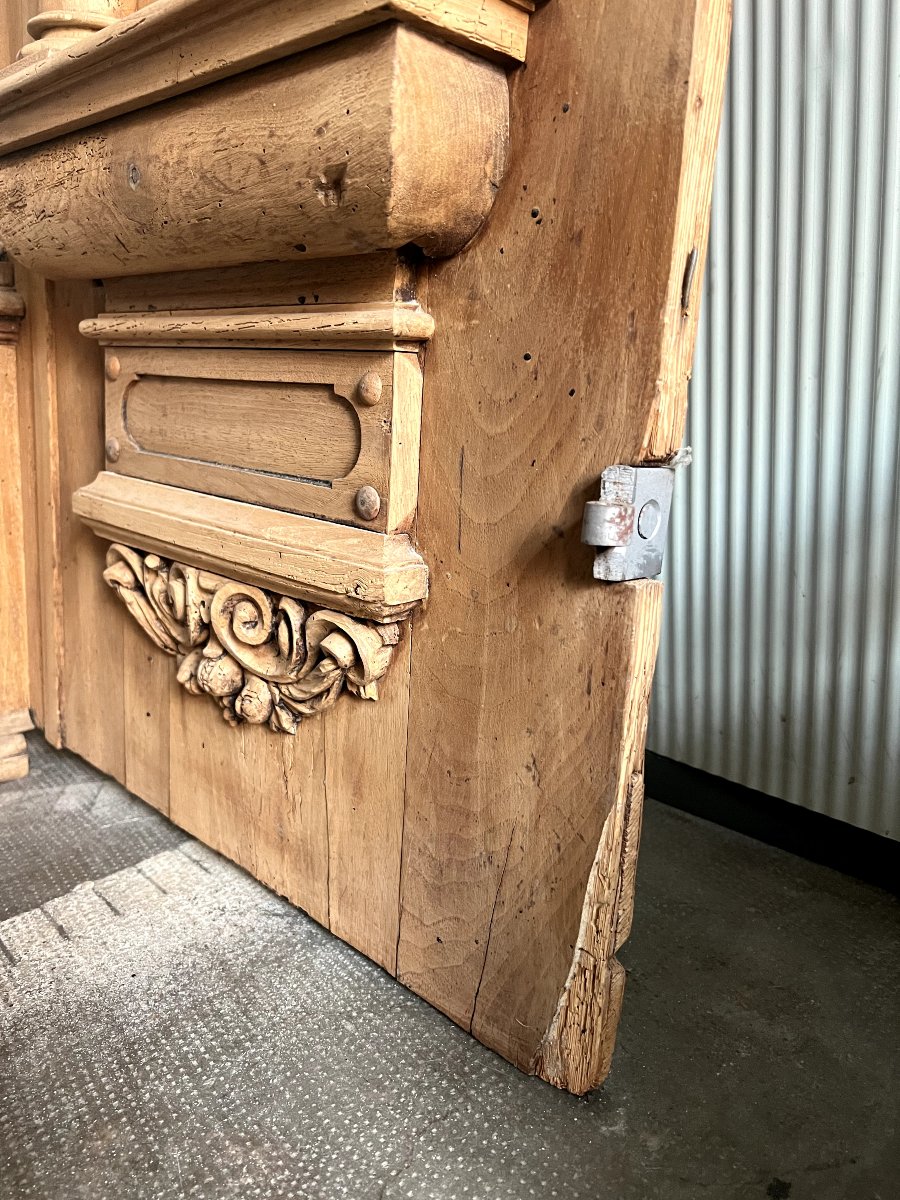 Ancient Carved Architectural Doorway, Baroque 17th-18th Century, Cherub Putto, Turned Columns-photo-4