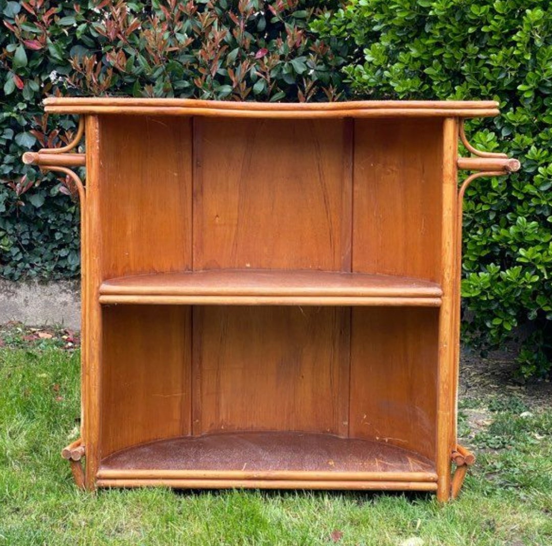 Half-moon Bar In Rattan And Woven Wicker – Vintage Piece, Circa 1960-1970-photo-4