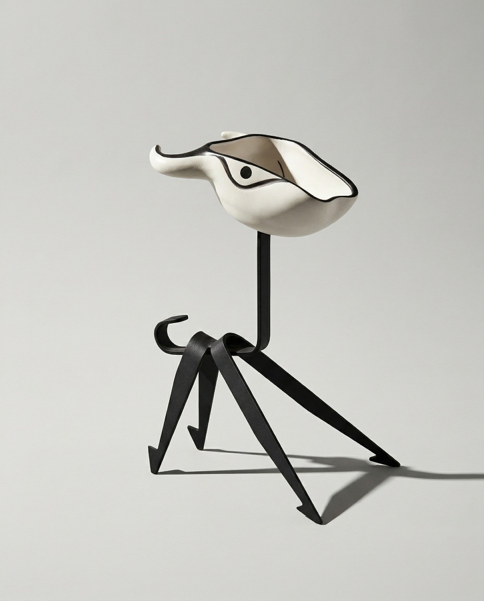 Roger Capron – Zoomorphic Sculpture, Bull's Head In Earthenware, Signed - 1960s