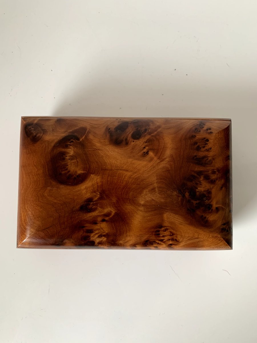 Boîte à bijoux en bois de thuya – Travail vintage XXème-photo-4