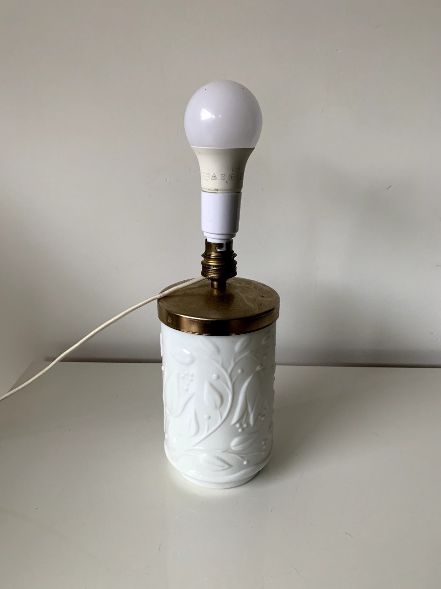 Vintage Lamp Base In White Opaline Glass - 50s/60s-photo-3