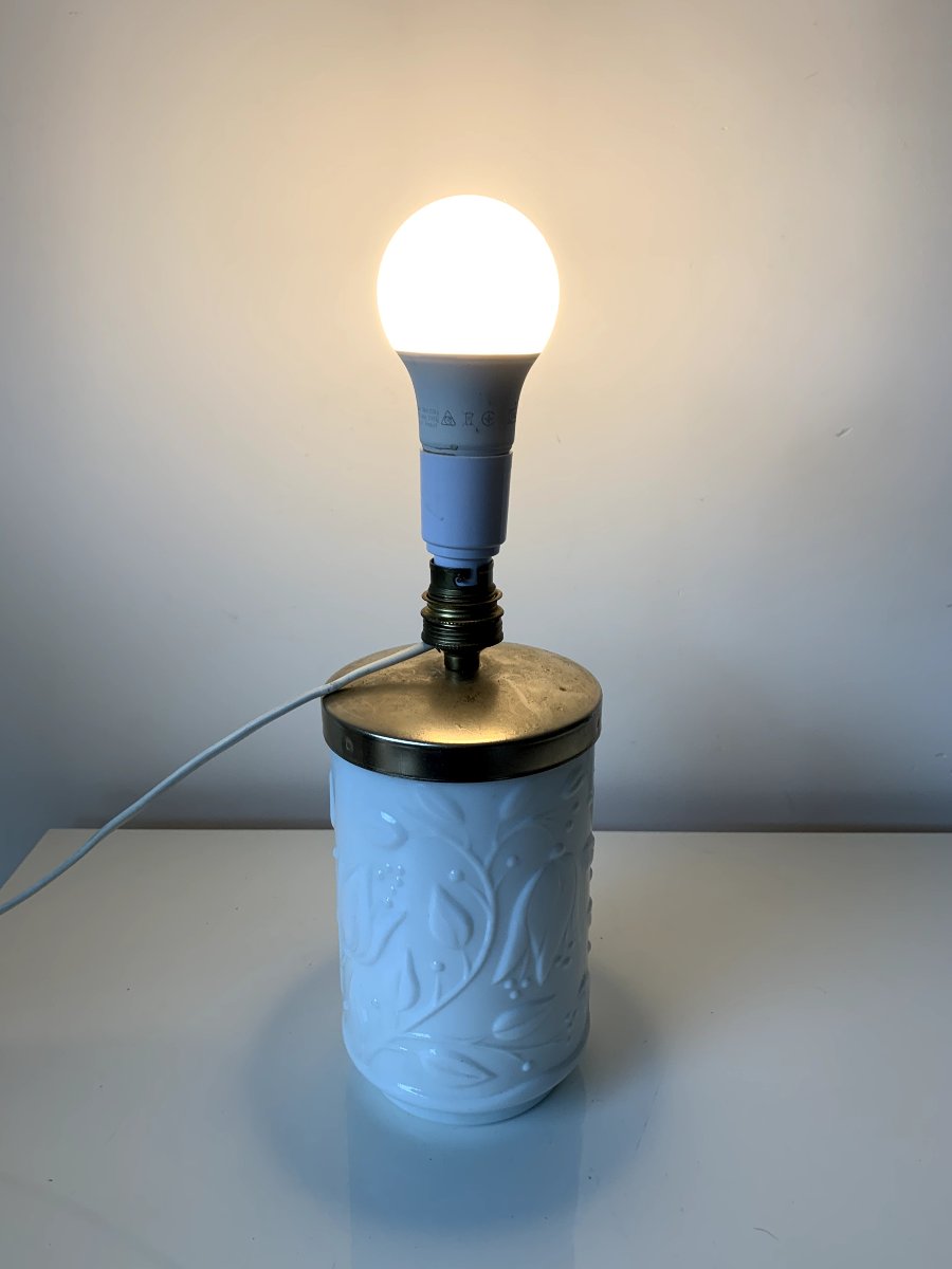 Vintage Lamp Base In White Opaline Glass - 50s/60s-photo-5