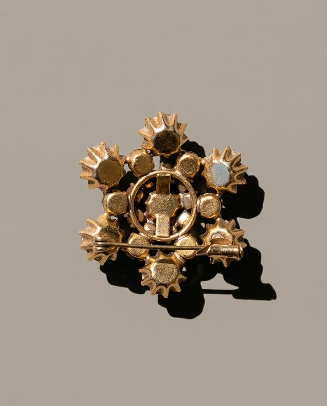 Fancy Turquoise And Rhinestone Brooch - 20th Century-photo-2