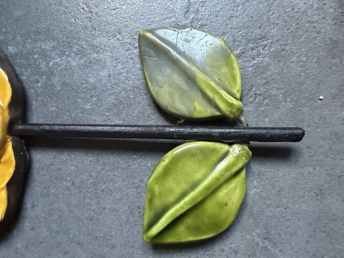 Ceramic Hand Mirror "camélia" By Mithé Espelt - Circa 1965-photo-8