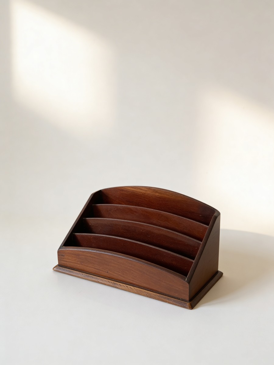 Wooden Letter Tray - 4 Compartments 20th Century