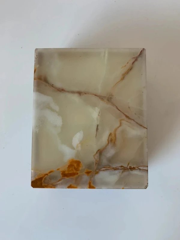 Bo&icirc;te &agrave; bijoux en marbre / onyx vert rectangulaire - Ann&eacute;es 60/70-photo-4