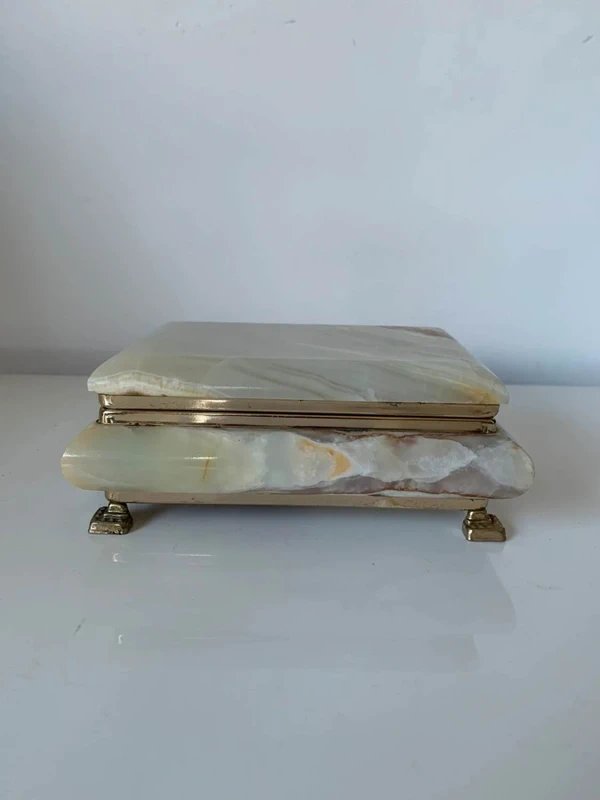Boîte à bijoux en marbre / onyx vert rectangulaire - Années 60/70-photo-1
