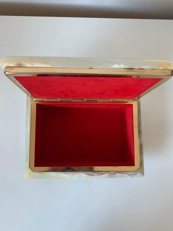 Boîte à bijoux en marbre / onyx vert rectangulaire - Années 60/70-photo-8