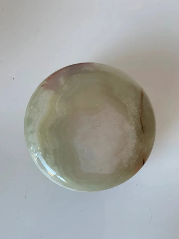Boîte à bijoux ronde en marbre / onyx vert - Années 60/70-photo-2