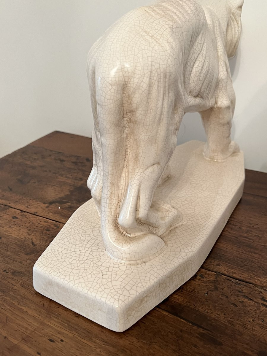 Art Deco Animal Sculpture Of A Walking Tiger - Enamels From La Louvière - Circa 1930-photo-3