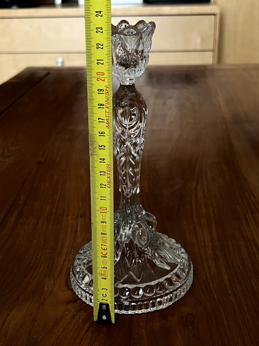 Antique Vallerysthal Glass Candlestick - 23 Cm-photo-1