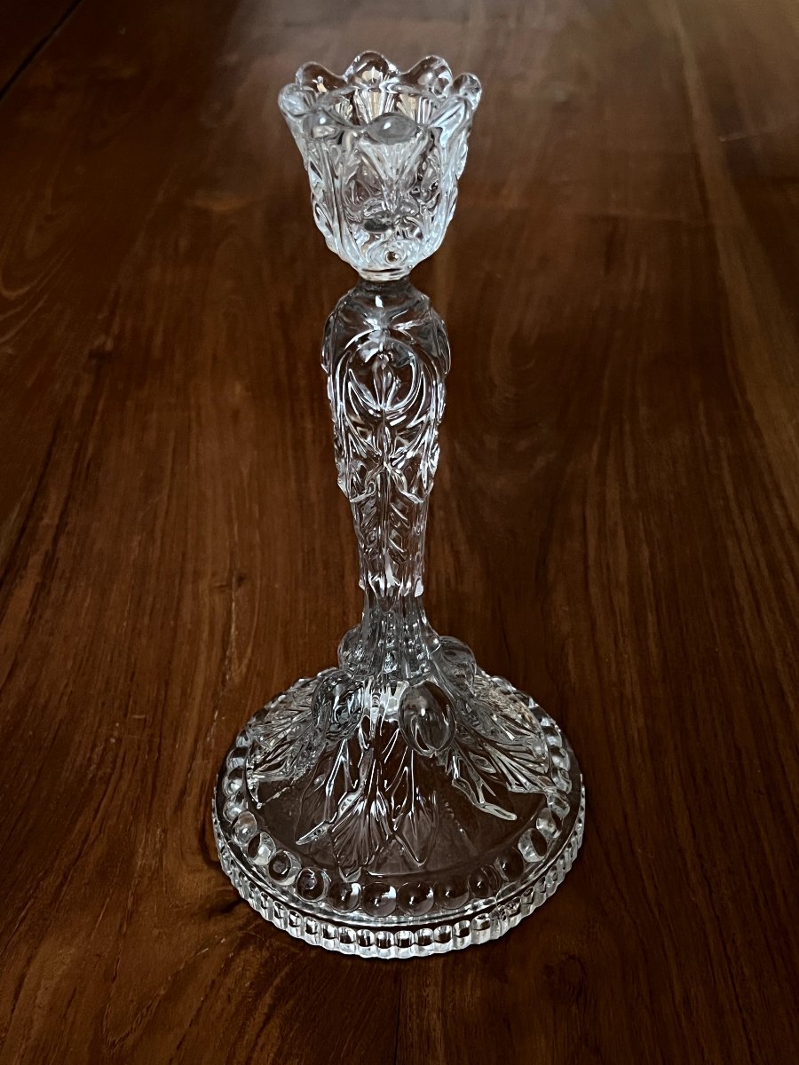 Antique Vallerysthal Glass Candlestick - 23 Cm-photo-3