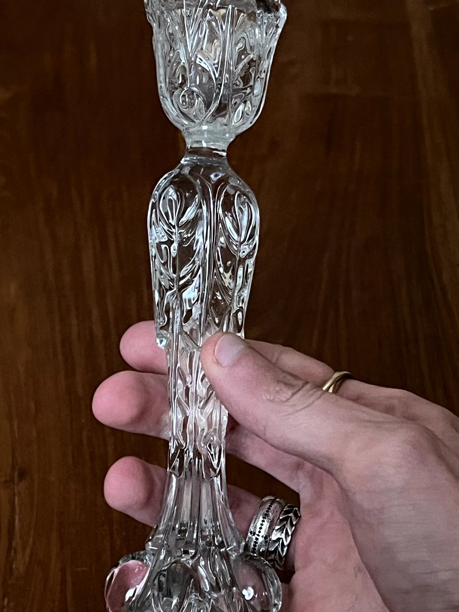 Antique Vallerysthal Glass Candlestick - 23 Cm-photo-8