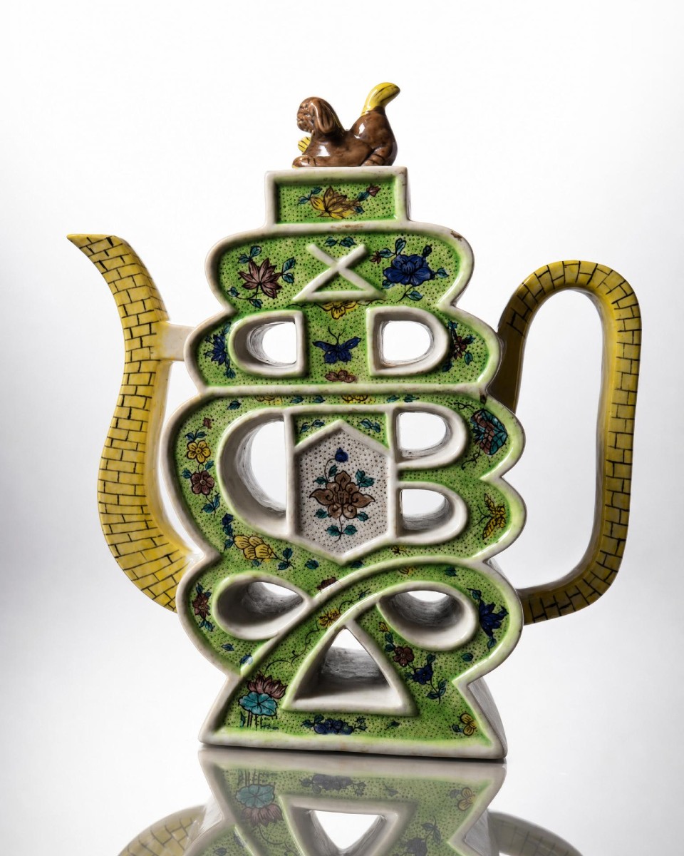 Famille Verte Porcelain Chinese Puzzle Teapot, XIXᵉ / Early XXᵉ Century-photo-2