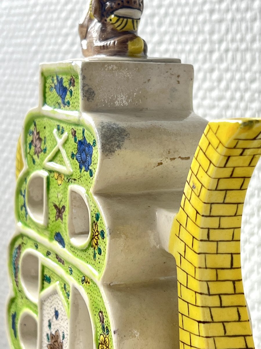 Famille Verte Porcelain Chinese Puzzle Teapot, XIXᵉ / Early XXᵉ Century-photo-2