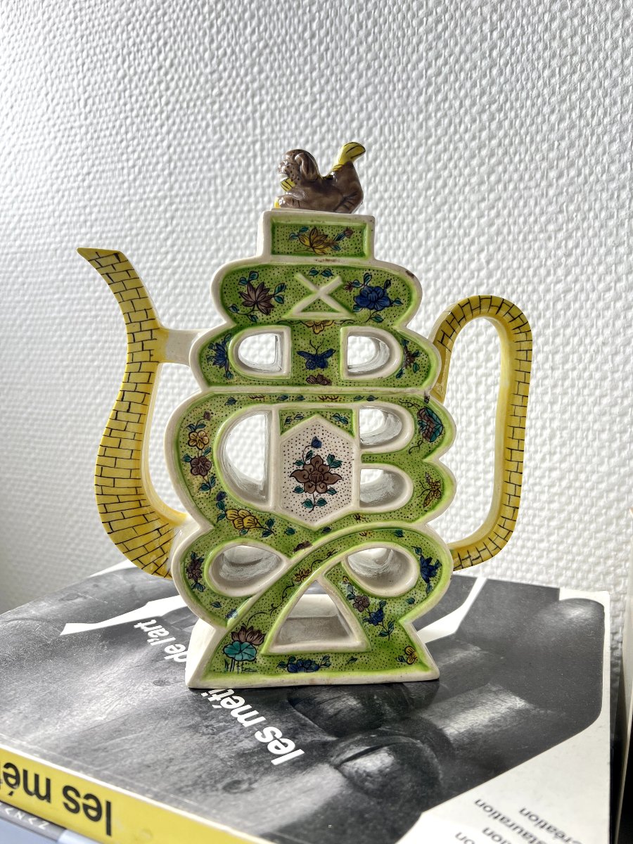 Famille Verte Porcelain Chinese Puzzle Teapot, XIXᵉ / Early XXᵉ Century-photo-5