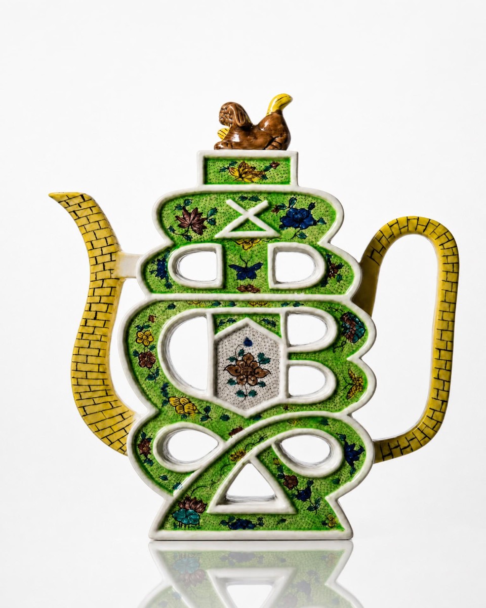 Famille Verte Porcelain Chinese Puzzle Teapot, XIXᵉ / Early XXᵉ Century