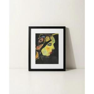 Framed Pastel Portrait – Contemporary Psychedelic Art – Original Artwork 