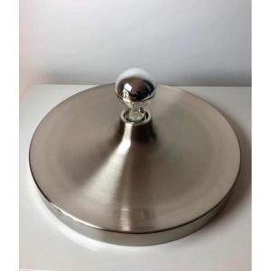 Applique moderniste disque style Charlotte Perriand – Space age Argenté - Diamètre 35cm