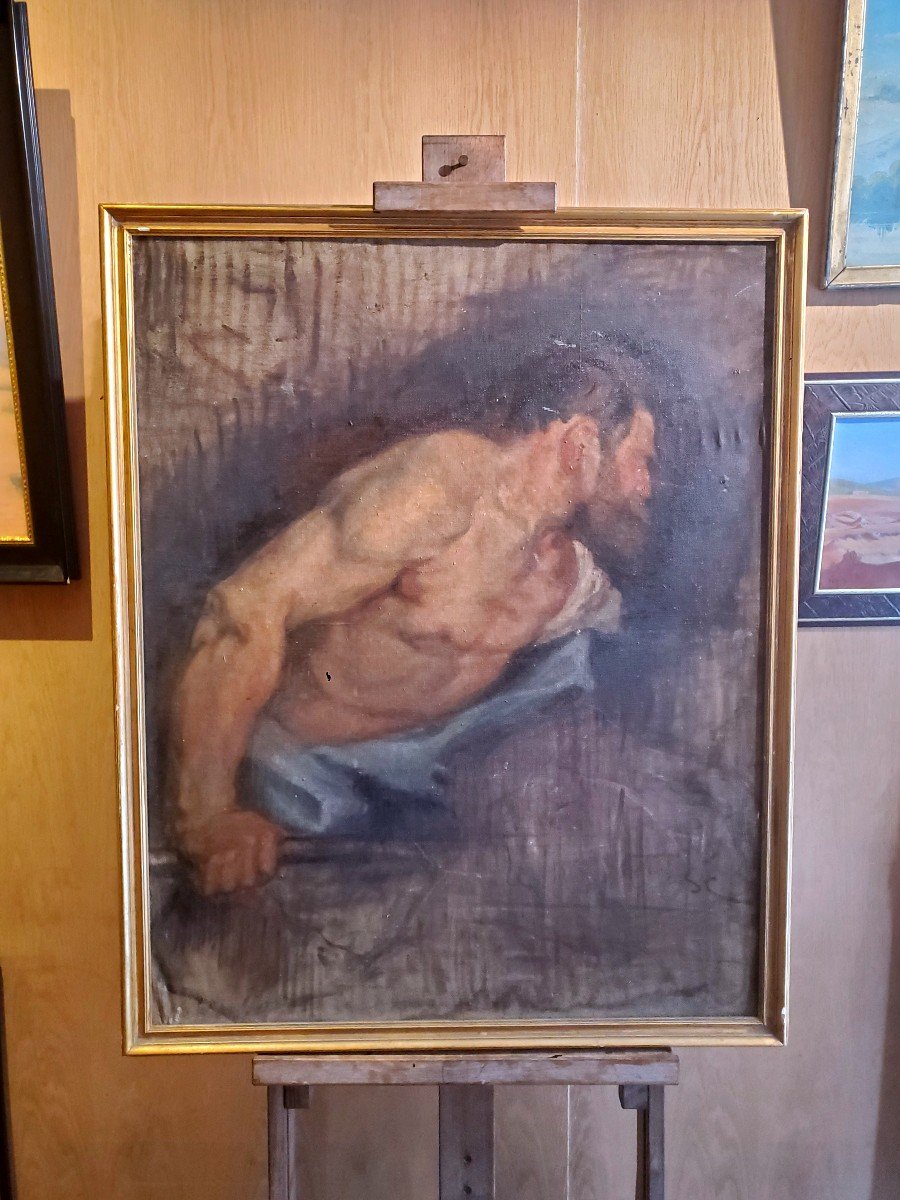 Large Study Of Man, French School Of The XIXth Century-photo-4