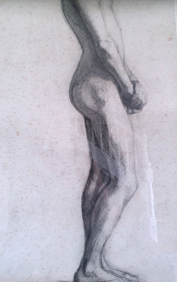 French School From The Beginning Of The 20th Century, Large Study Of A Male Nude -photo-2