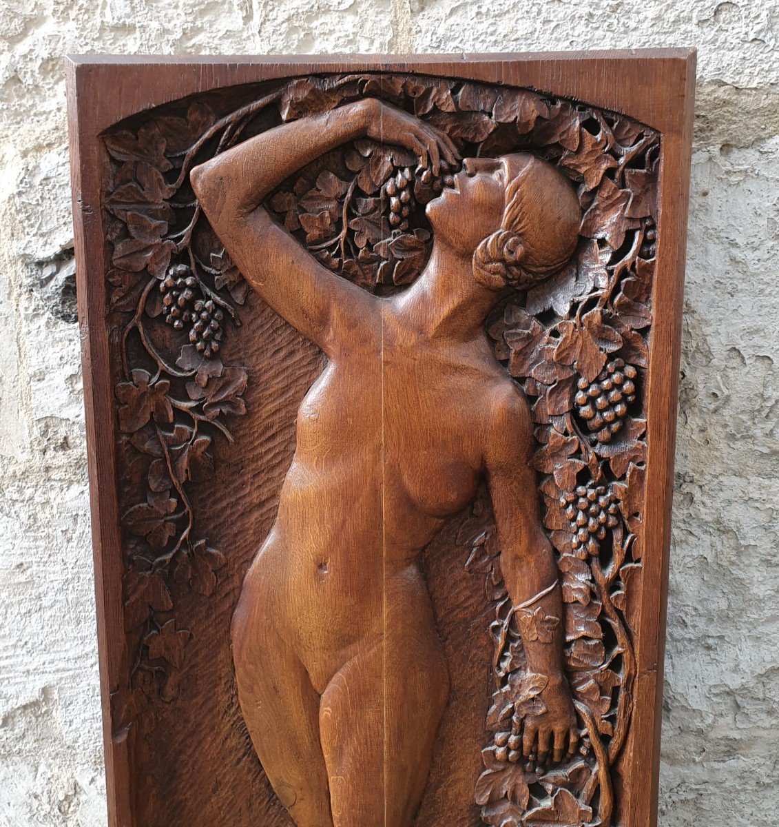 Naked Woman In The Vines - Art-deco Bas Relief Circa 1920-photo-4
