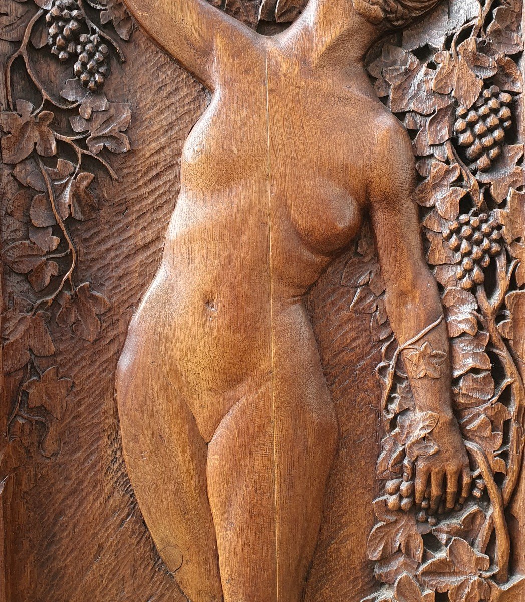 Naked Woman In The Vines - Art-deco Bas Relief Circa 1920-photo-1