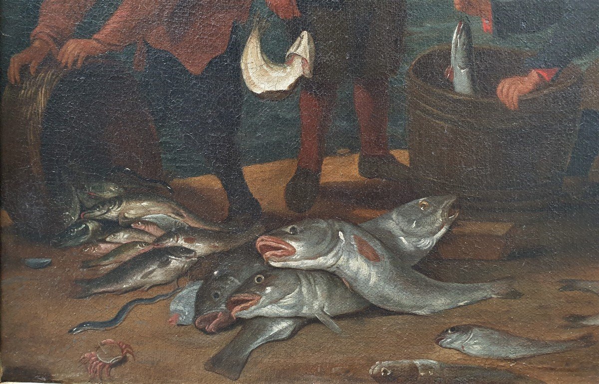 Ecole flamande du XVIIIe siècle d'après David TENIERS le Jeune - Le retour de la pêche-photo-1