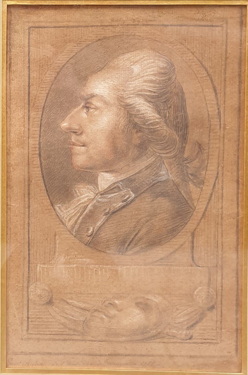 Ecole française du XVIIIe siècle - Portrait d'Augustin d'Herbez dit Saint-Aubin-photo-2